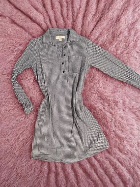 Michael Kors Black and White Gingham Shirt Dress